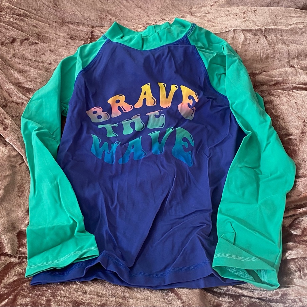 Boden Kids Swim Rashguard - Teal and Navy